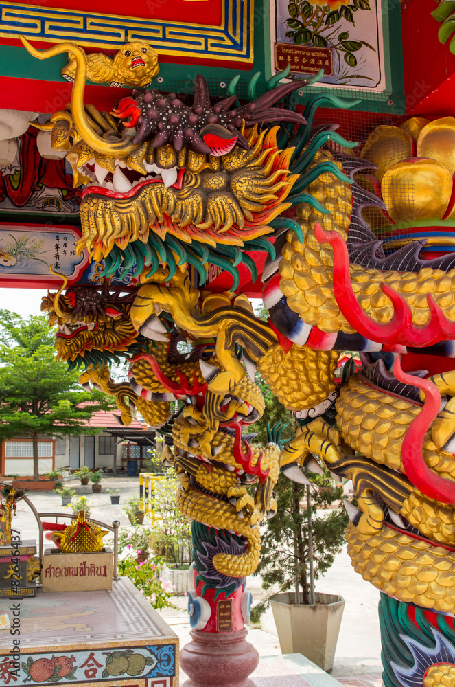 Naklejka premium The Elegant Dragon at chinese temple