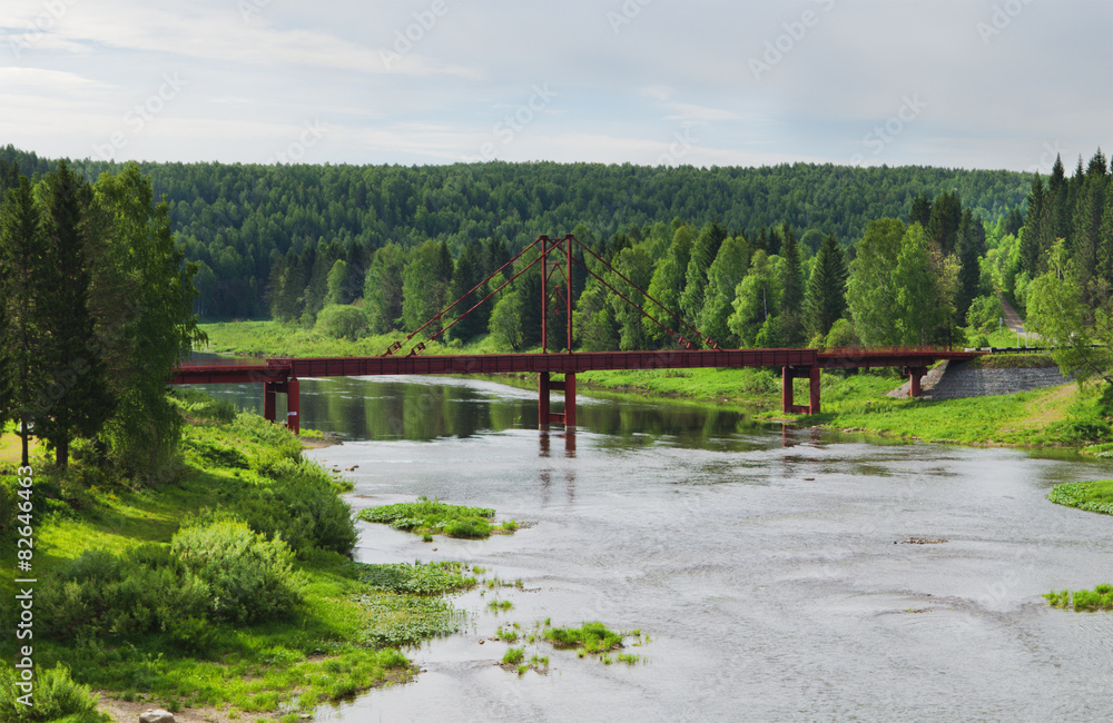 The automobile bridge through the river