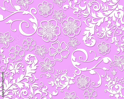 Delicate floral laces in pink background
