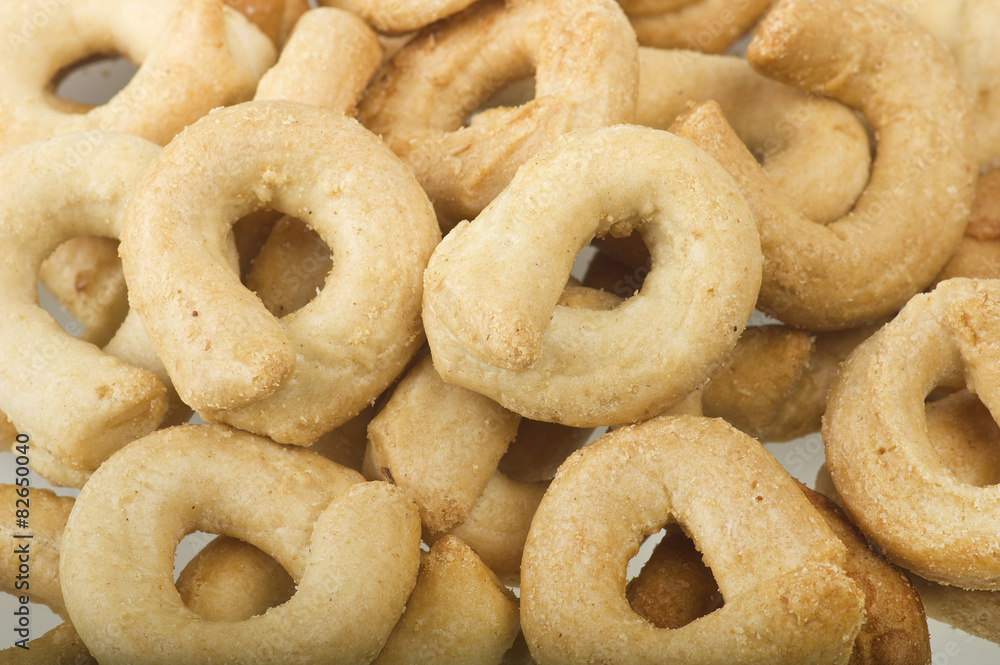 Taralli on the white,Traditional Italian snack from Puglia Taralli on the white,Traditional Italian snack from Puglia