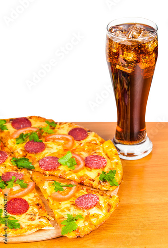 pizza and glass of Cola