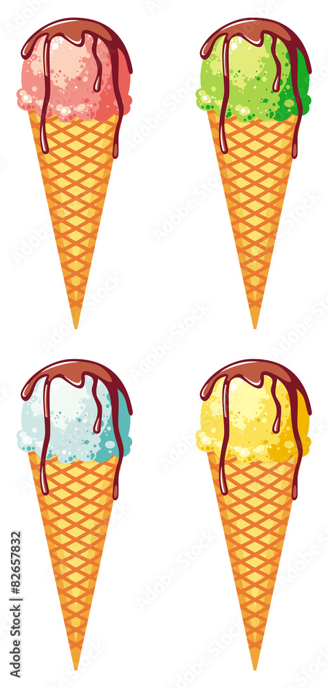 Ice cream cones isolated on a white background Ice cream cones isolated on a white background