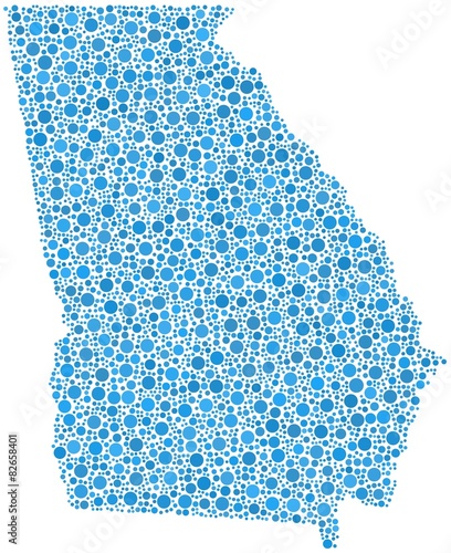 Map of Georgia - USA - in a mosaic of blue circles