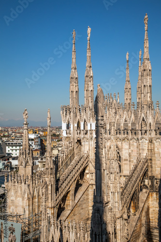 Marble spires of the Milan Cathedral © V. Korostyshevskiy