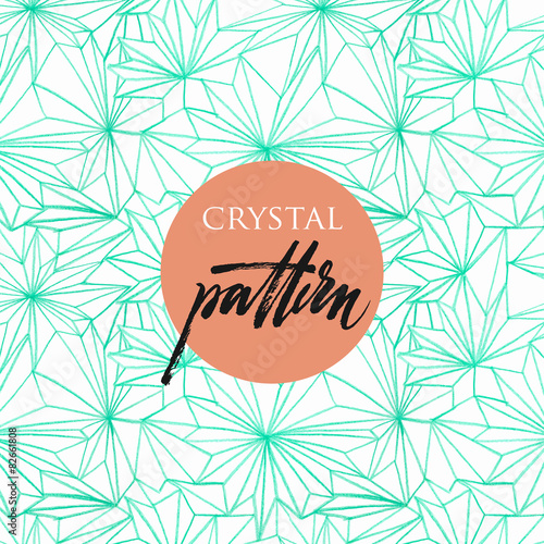 Seamless crystal pattern drawn with pencil
