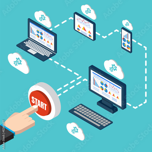 Analytics and programming vector. Web application optimization.