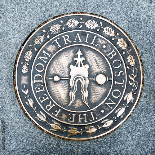 Path Mark along historic Freedom Trail in Boston, Massachusetts