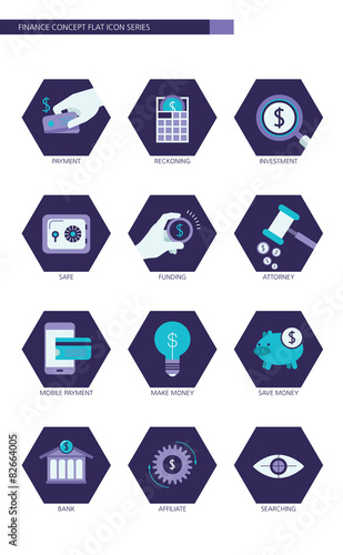 Finance and banking business concept Flat icons set