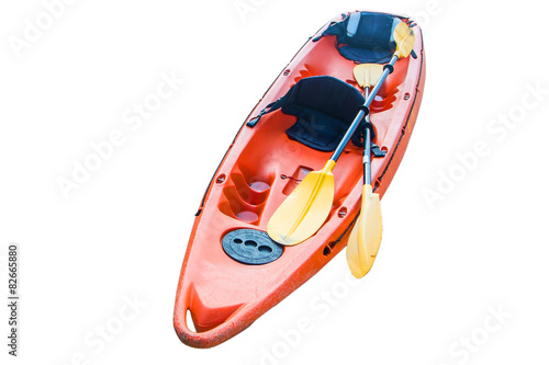 Canoeing in white background photo