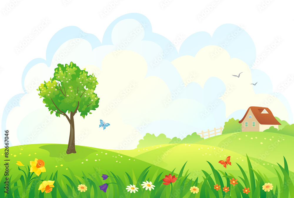 Naklejka premium Spring rural day