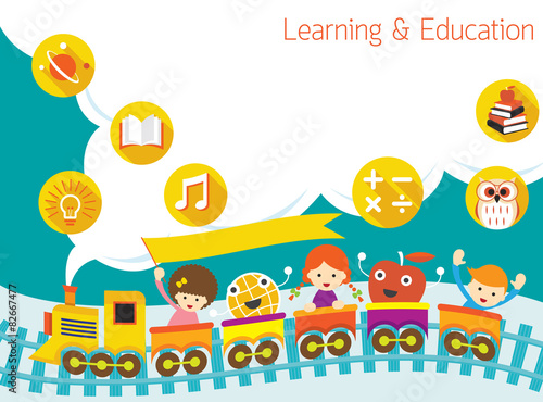 School, Train, Kids Text Balloon Background