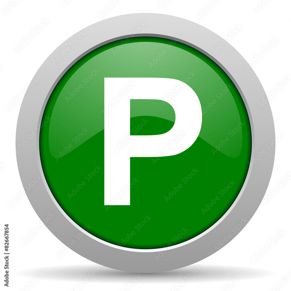 parking green glossy web icon