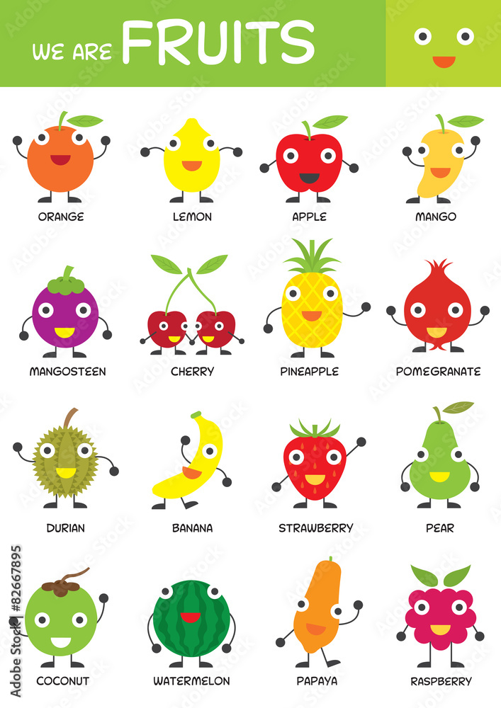 Naklejka premium Kids Basic Fruits Chart