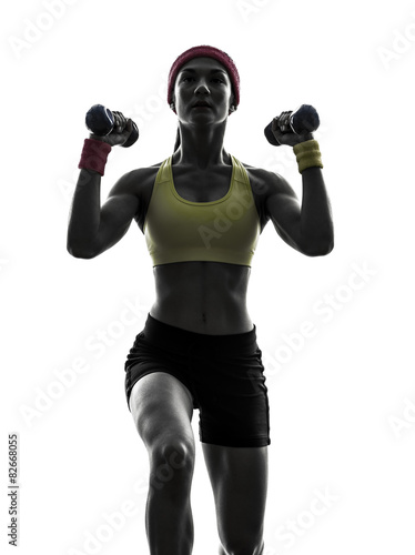 woman exercising fitness workout  weight training silhouette