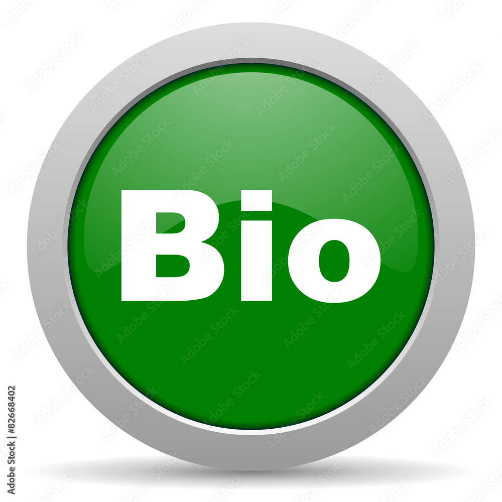 bio green glossy web icon