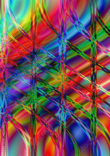 Billede på lærred Wavy and perpendicular line on bright colored background