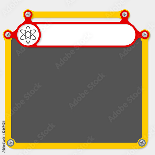 Red frame for headline and science symbol