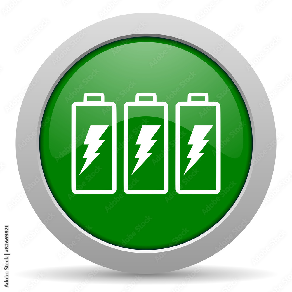 Fototapeta premium battery green glossy web icon