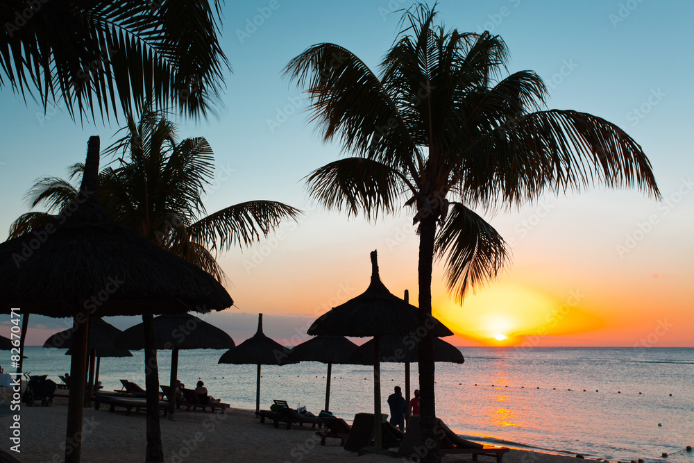 coucher de soleil sur l'île Maurice