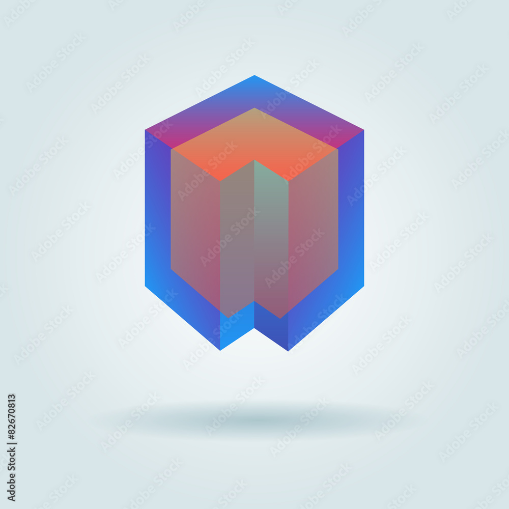 Cube technology abstract gradient glass vector logo template. Cube technology abstract gradient glass vector logo template.