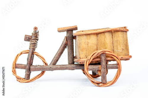 Potted plants, bicycles, tricycles on White background