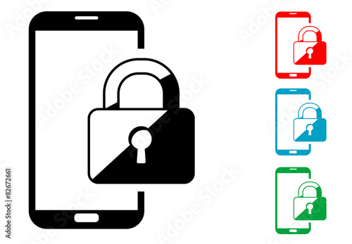 Pictograma candado smartphone con varios colores