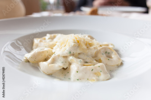 delicious pasta plate with creamy sauce