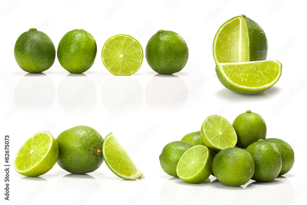 composite with Green lime isolated on white background
