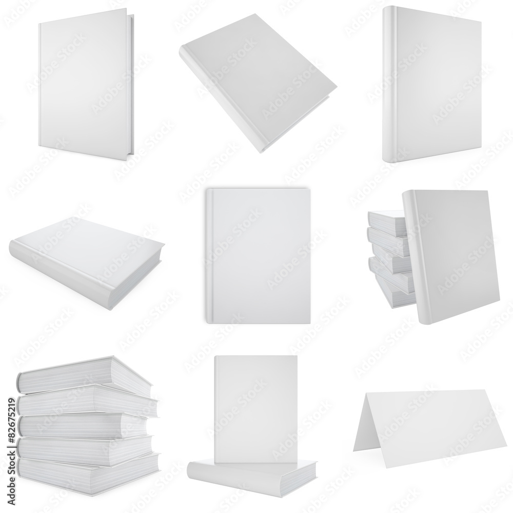 Set, collection white blank book. Set, collection white blank book.