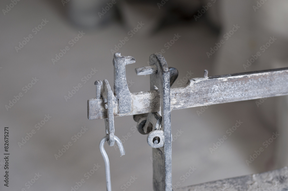 Ancient old-fashioned weight scale in grunge style