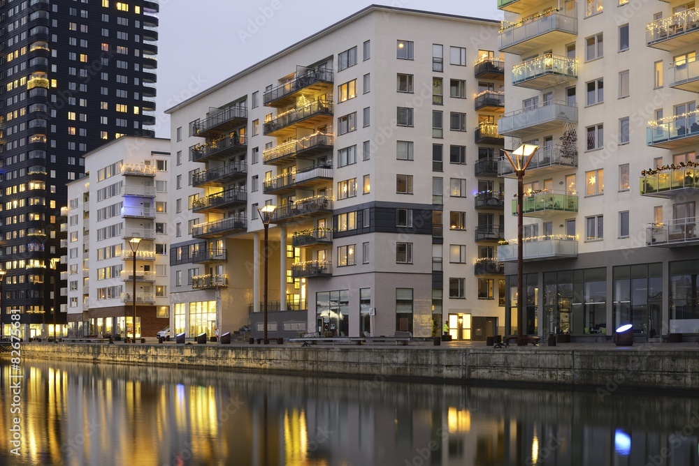 Fototapeta premium Modern apartment buildings in new neighborhood. 