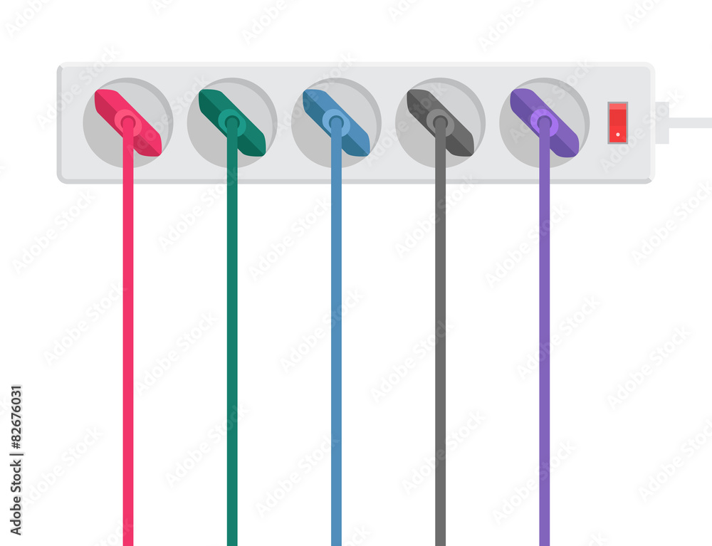 Power strip and cables Power strip and cables