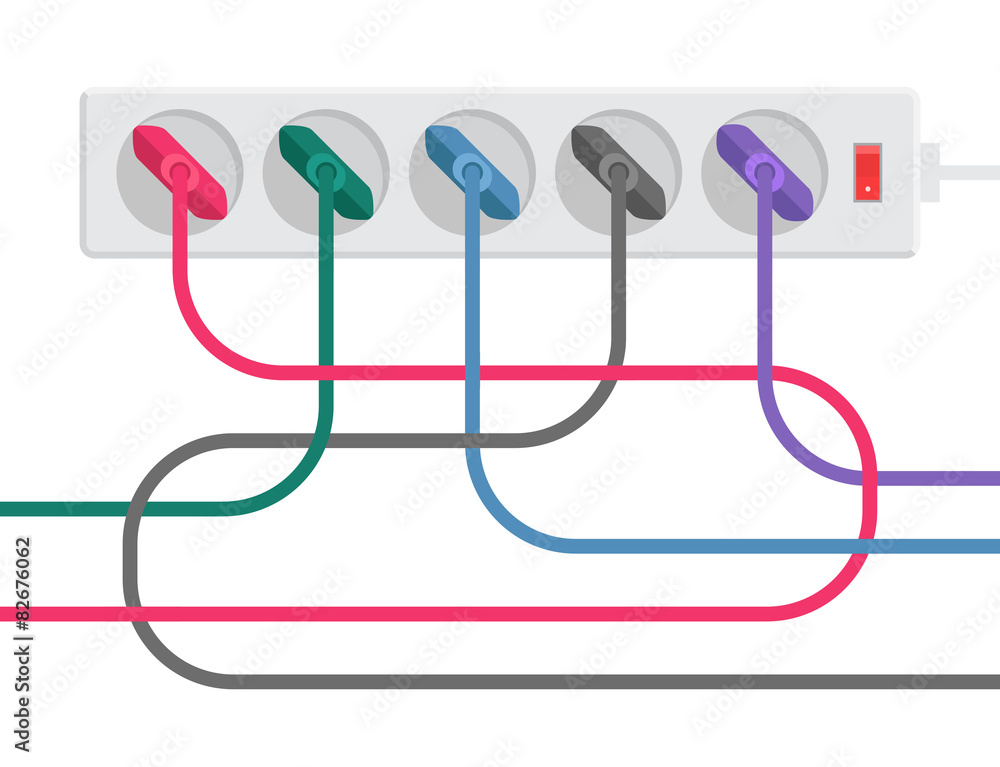 Power strip and cables Power strip and cables