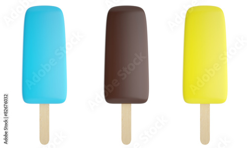 Set of colorful ice cream isolated on white background