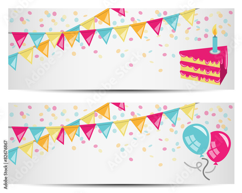 Geburtstag Party Einladung Set mit Geburtstagskuchen und Luftballons