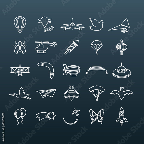 flying outline icons