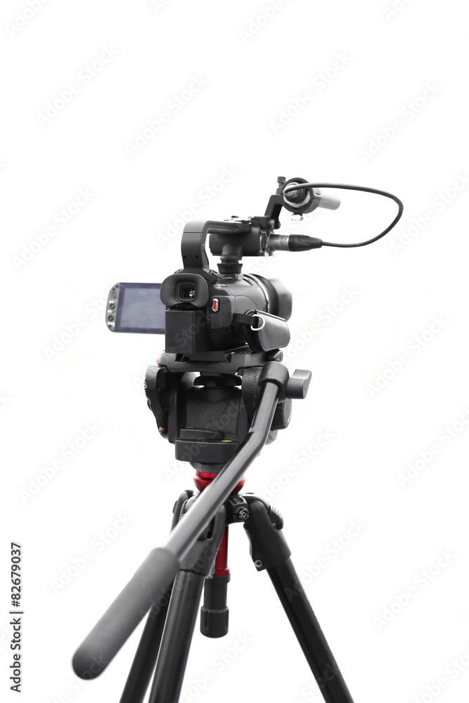 Selected focus camcorder in white background Selected focus camcorder in white background