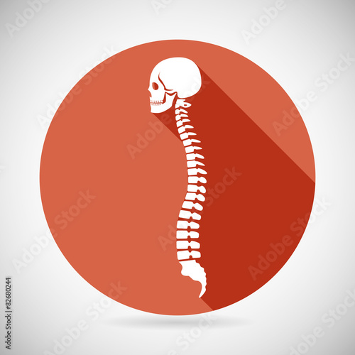 Skull and Spine Icon Symbol Concept Flat Design Vector
