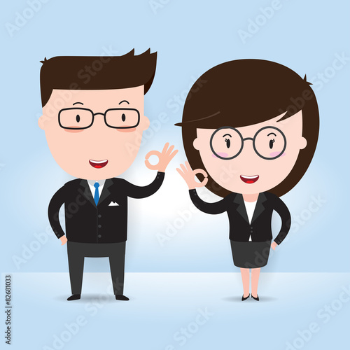 Businessman shows Okey sign, business concept, vector 10