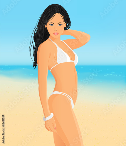 Brunette girl in a bikini