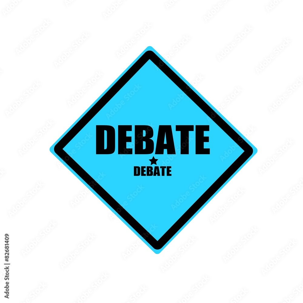 Debate black stamp text on blue background Debate black stamp text on blue background