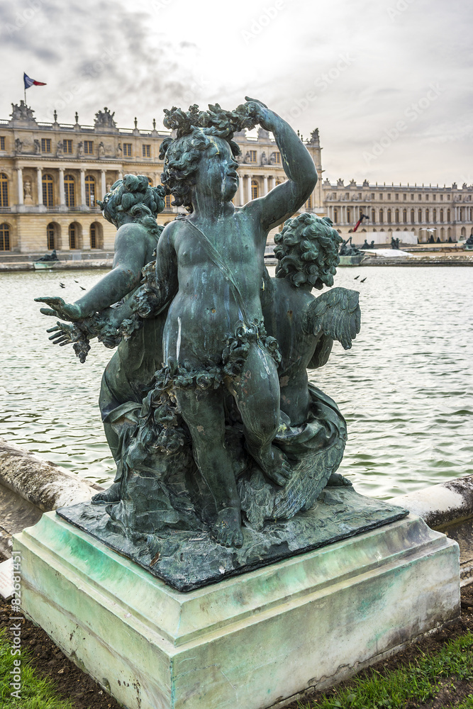 Sculptures in the famous Versailles Palace Park. 