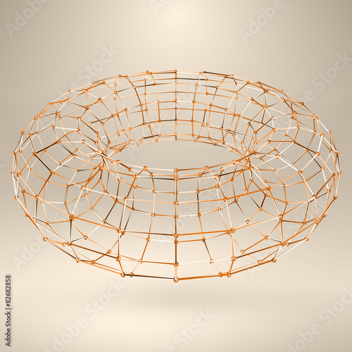 Wireframe polygonal element. 3D Torus with Diamonds