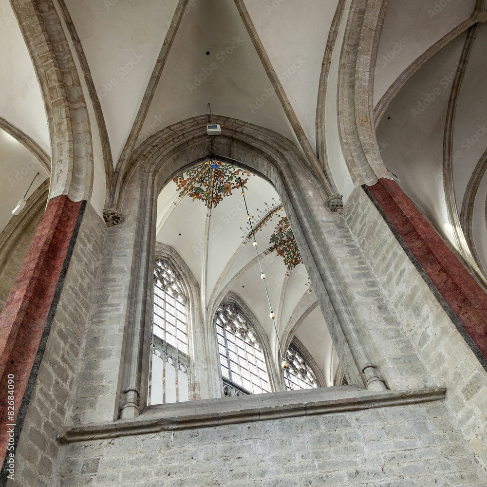 part of interior in breda cathedral in the netherlands