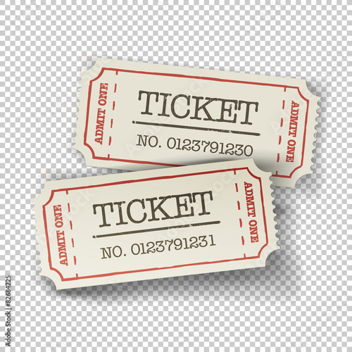 Two cinema tickets (pair). Isolated on transparent background, v