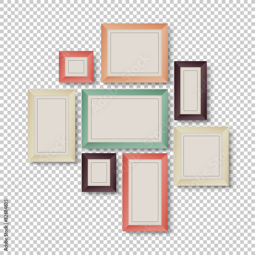 Group of Colorful Frames on Transparent Background