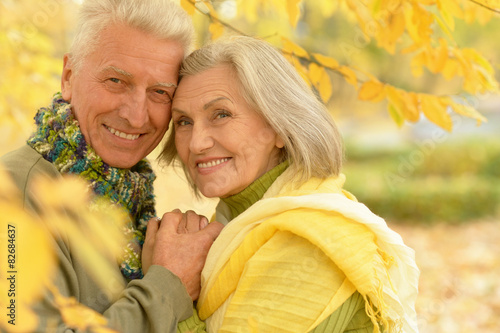  Senior couple in autumn park