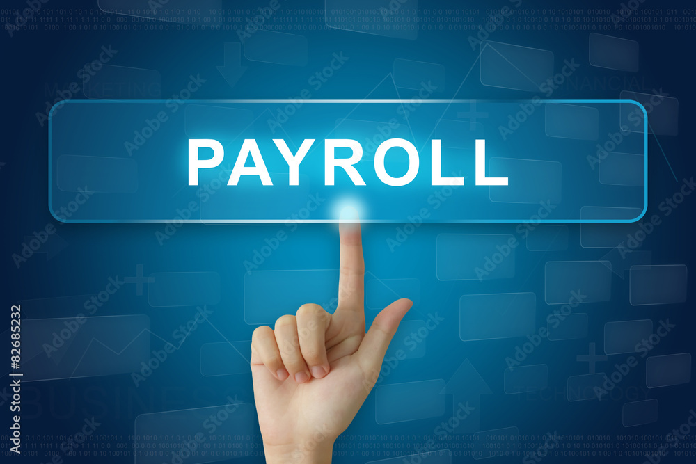 hand press on payroll button on touch screen hand press on payroll button on touch screen