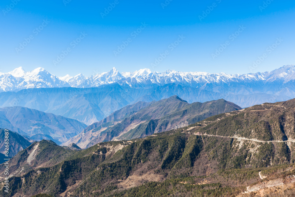 Panorama view on top of cattle back mountain