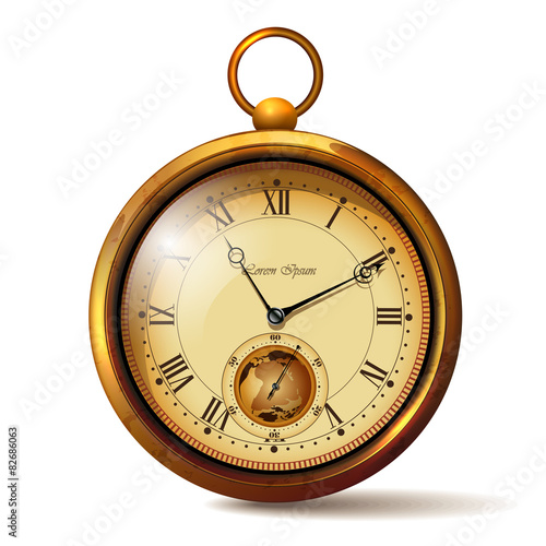 Gold vintage clock with roman numerals.